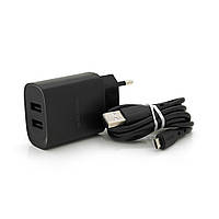 Набір BOROFONE BN2 СЗУ 2xUSB+ кабель Micro, 2.1A, 1м, Black, Box от DOM-Energy