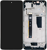 Дисплей модуль тачскрин Motorola XT2347-2 Moto G84 чорний P-OLED оригінал з рамкою