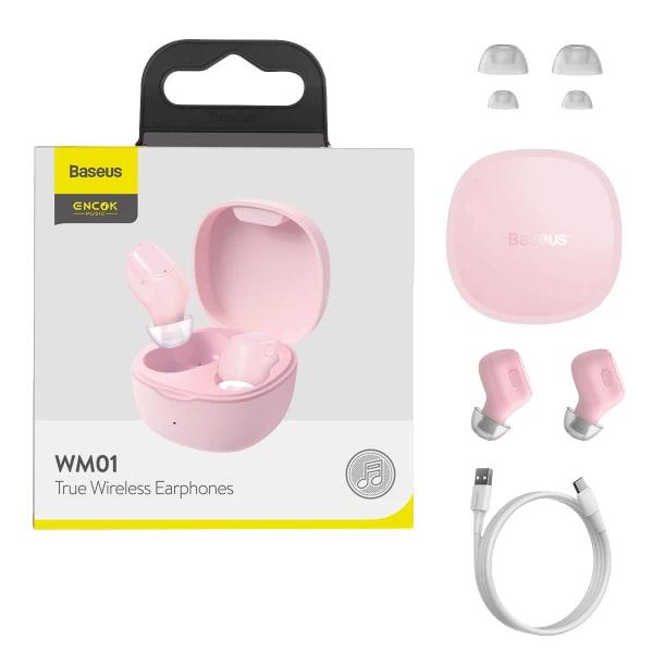Вакуумні Бездротові Bluetooth навушники Baseus Encok TWS WM01 (NGWM01-04) Рожевий