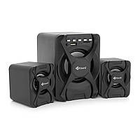 Колонки Kisonli U-2500BT, 5W+2x3W, USB/TF/BT/FM/AUX, із сабвуфером, DC: 5V, Black, BOX, Q30 от DOM-Energy