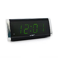 Електронний годинник VST-730, будильник, живлення від кабелю 220V, Green Light от DOM-Energy