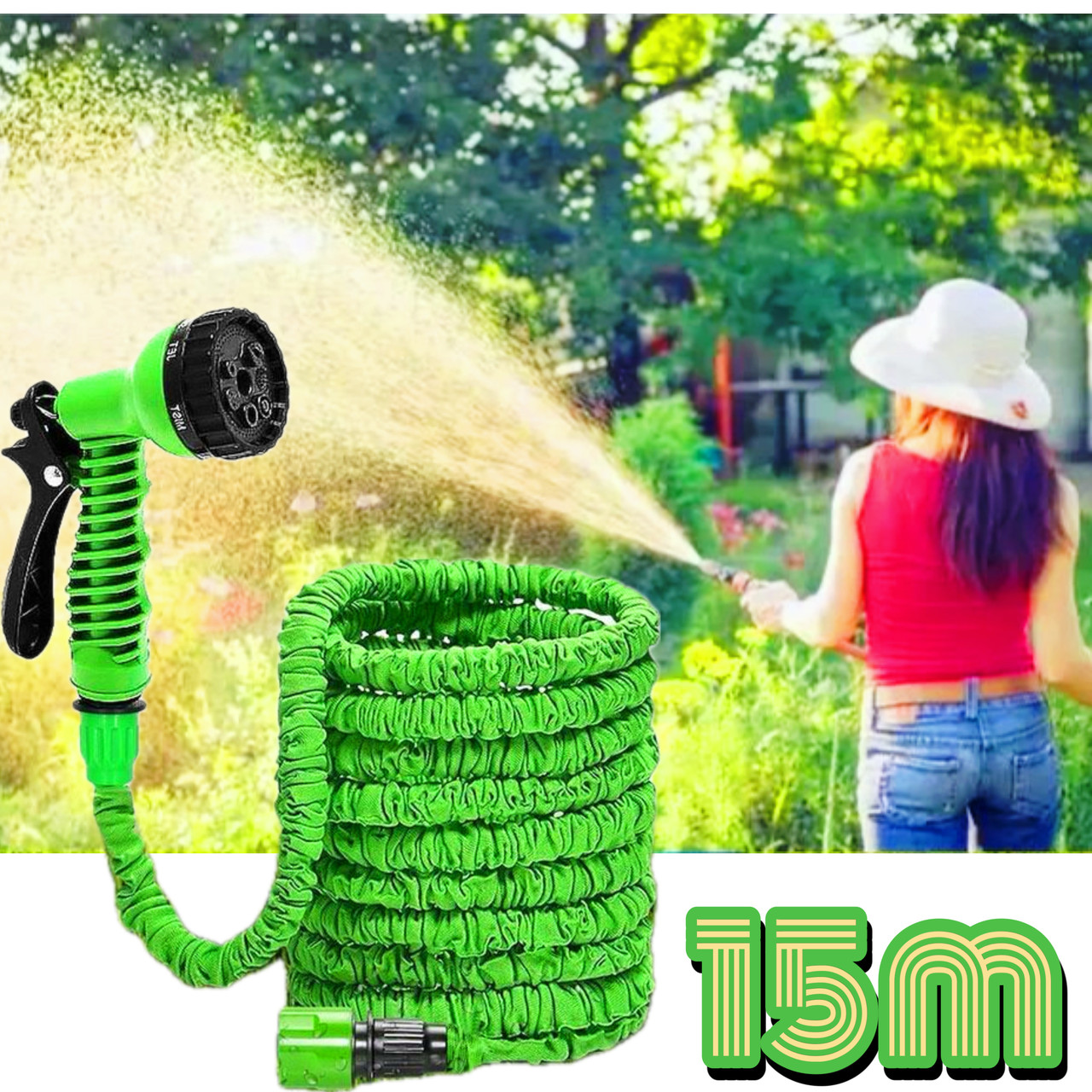 Шланг поливальний X-hose для саду 15 м <unk> xhose шланг для поливання з насадкою розпилювачем 7 режимів
