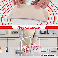 Качалка для тіста з кільцями для регулювання товщини розкатки тіста і силіконовим ковриком для випікання червоний, фото 10