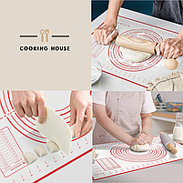 Оригінальна качалка для тіста Cooking House з кільцями розкочування тіста і килимком для випікання червоний, фото 6
