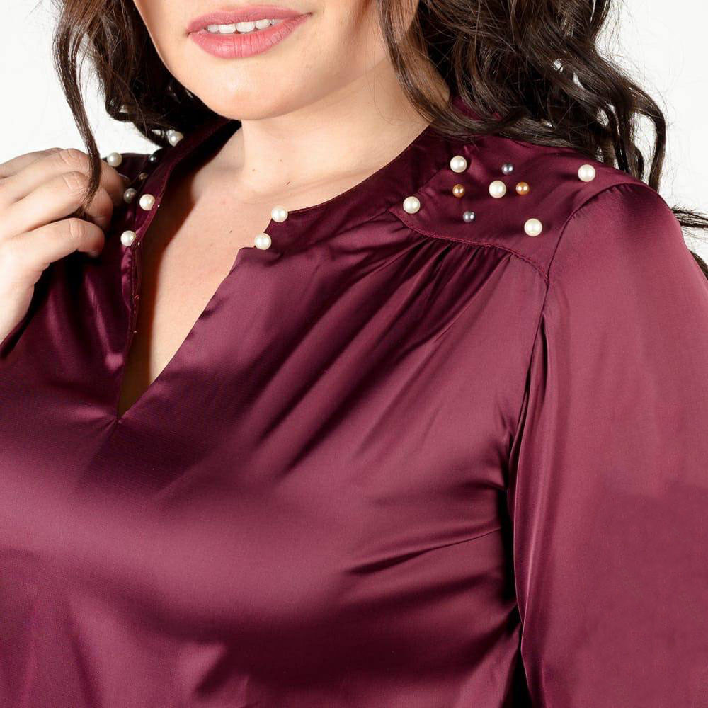Стильна жіноча шовкова блуза батал. Жіноча блузка з перлами. Шикарна повсякденна жіноча буза р.48-56, фото 1