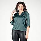 Стильна жіноча шовкова блуза батал. Жіноча блузка з перлами. Шикарна повсякденна жіноча буза р.48-56, фото 2