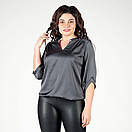 Стильна жіноча шовкова блуза батал. Жіноча блузка з перлами. Шикарна повсякденна жіноча буза р.48-56, фото 3