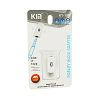 Перехідник KIN KY-196 Lighting(M) => Jack 3.5mm(F)+Bluetooth, White, Box от DOM-Energy