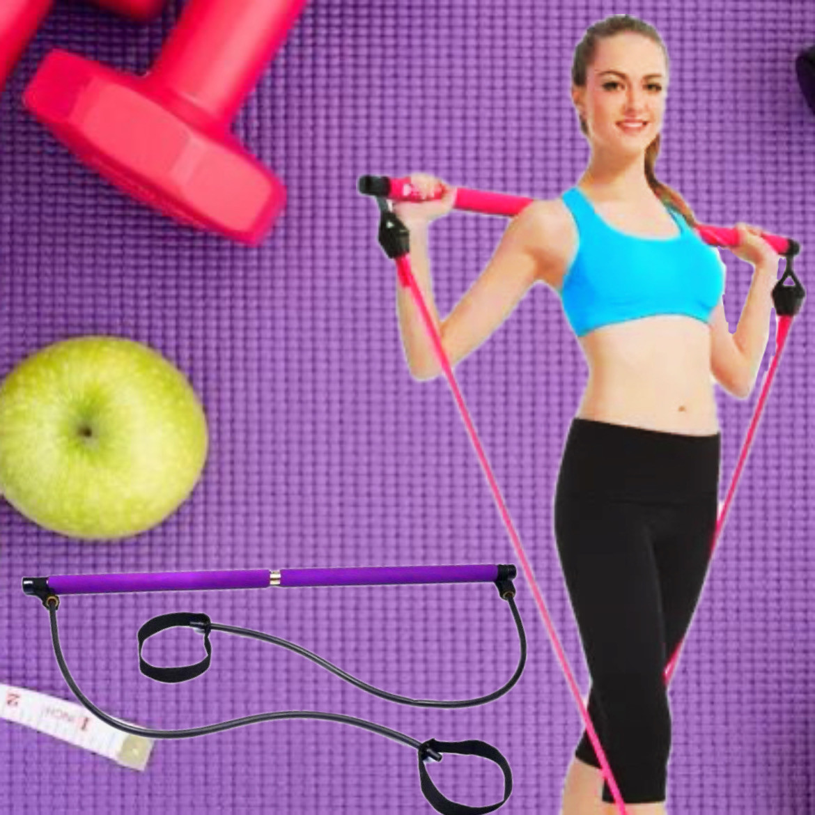Портативна студіязара тренажер для занять пілатесом Portable Pilates Studio фіолетовий