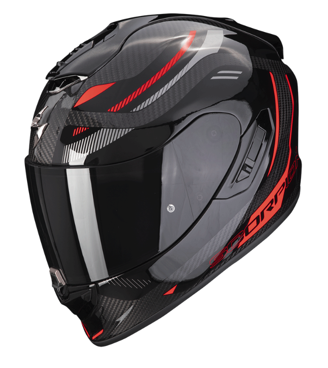 Мотошолом Scorpion Exo-1400 Evo Carbon Air Kydra black red, фото 1