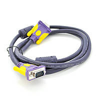 Кабель Merlion VGA 3 + 4 with shielding, 3m, male to male (тато-тато), 2 фериту, purple, Пакет Q100 от