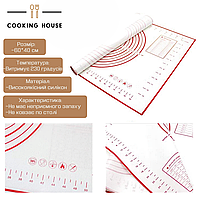 Оригінальна качалка для тіста Cooking House з кільцями розкочування тіста і килимком для випікання червоний, фото 5