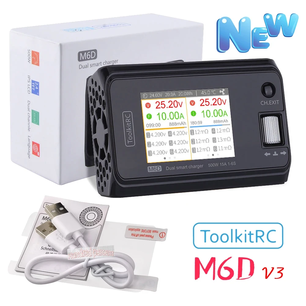 Зарядний пристрій ToolKitRC M6D V3 500 W 15 A 1-6S заряджання для акумуляторів FPV