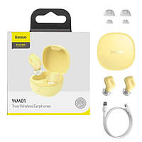 Вакуумные Беспроводные Bluetooth наушники Baseus Encok TWS WM01 (NGWM01-0Y) Желтый