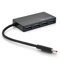 Хаб Type-C, 4 порти USB 3.0, до 5Gb/s, Black, Blister от DOM-Energy