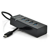 Хаб Type-C, 4 порти USB 3.0, 20 см, Black, Blister от DOM-Energy