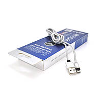 Магнітний кабель PiPo USB 2.0 /Lighting, 1m, 2А, тканинна оплетка, броньований, знімач, Silver, BOX от