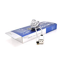 Магнітний кабель PiPo USB 2.0 /Lighting, 2m, 2А, тканинна оплетка, броньований, знімач, Silver, BOX от