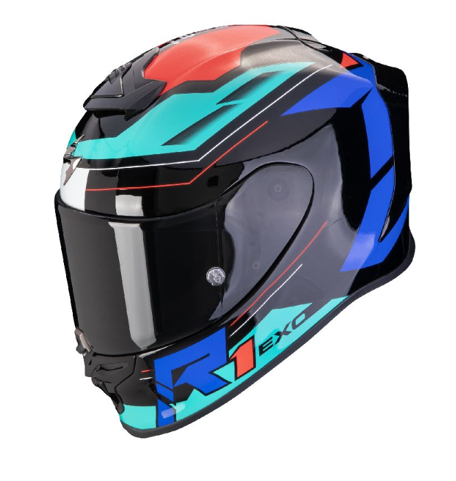 Мотошолом Scorpion Exo-R1 Evo Air Blaze black-blue-red, фото 1