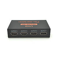 Активний HDMI сплитер 1 => 4 порта, 1080р, 1,4 версія, DC5V/2A, Box от DOM-Energy