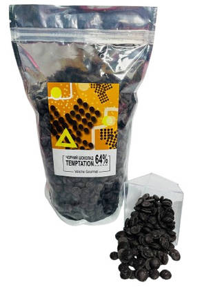 Бельгійський шоколад Veliche Gourmet Чорний Dark Temptation 64% 1 кг, фото 1