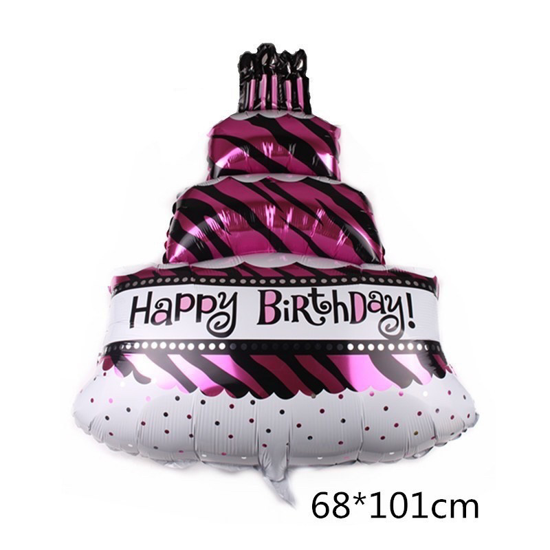 Фольгована фігура торт "Happy birthday" 68 на 101 см