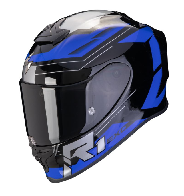 Мотошолом Scorpion Exo-R1 Evo Air Blaze black blue, фото 1