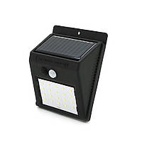 Вуличний ліхтар з сонячною панеллю 20 SMD LED, датчик руху, датчик освітленості, кріплення на стіну, Black, от