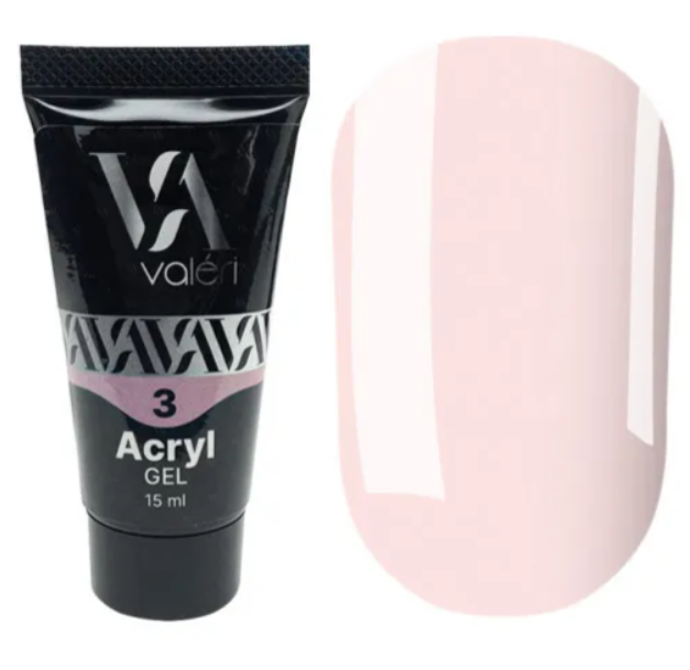 Акриловий гель для нарощення Valeri Acryl Gel 03 Milky pink 15 мл