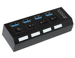 Хаб USB 3.0, 4 порту, з перемикачами, підтримка до 1TB, Пакет от DOM-Energy