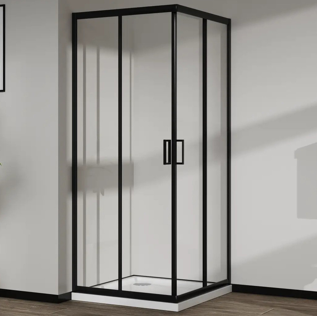 Скляна душова кабіна AVKO Glass RDR06, 190х90х90 Black перегородка для душу