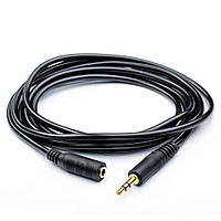 Подовжувач Audio DC3.5 тато-мама 3.0м, GOLD Stereo Jack, (круглий) Black cable, Пакет Q300 от DOM-Energy