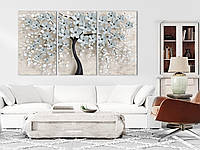 Модульная картина для интерьера, картины из частей, настенный декор для дома Абстракция - дерево с цветами