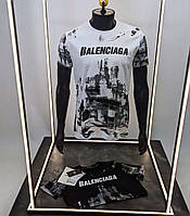 Мужская брендовая футболка баленсиага, Футболка белого цвета balenciaga, Модная футболка balenciaga
