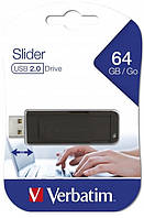 USB ФЛЕШ НАКОПИЧУВАЧ VERBATIM 64GB SLIDER BLACK USB 2.0