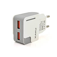 СЗУ AC100-240V iKAKU KSC-489 PUYAO, 2xUSB, Output: DC5V/2.4A (12W), White, Blister-box от DOM-Energy