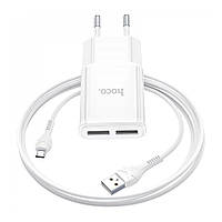 Набір СЗУ 110-240V HOCO C88A+ кабель Micro, 2xUSB, 2.4A, кабель 1м, White, Box от DOM-Energy