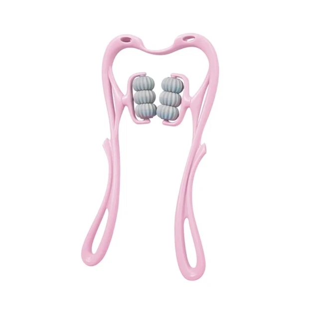 Ручний роликовий масажер 6 роликів для шиї та тіла Hexiang Neck Massager Рожевий Лучшая цена