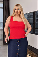 Базова жіноча літня майка великих розмірів із трикотажу рубчик (р.48-58). Арт-4807/4 червона