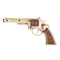 Деревянный пистолет 3D конструктор UNIQUE JSP202 Colt Revolver 44 детали развивающая игрушка