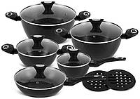 Набор кухонной посуды кастрюль 12 предметов с мраморным покрытием Edenberg EB-5636 Б2261-1