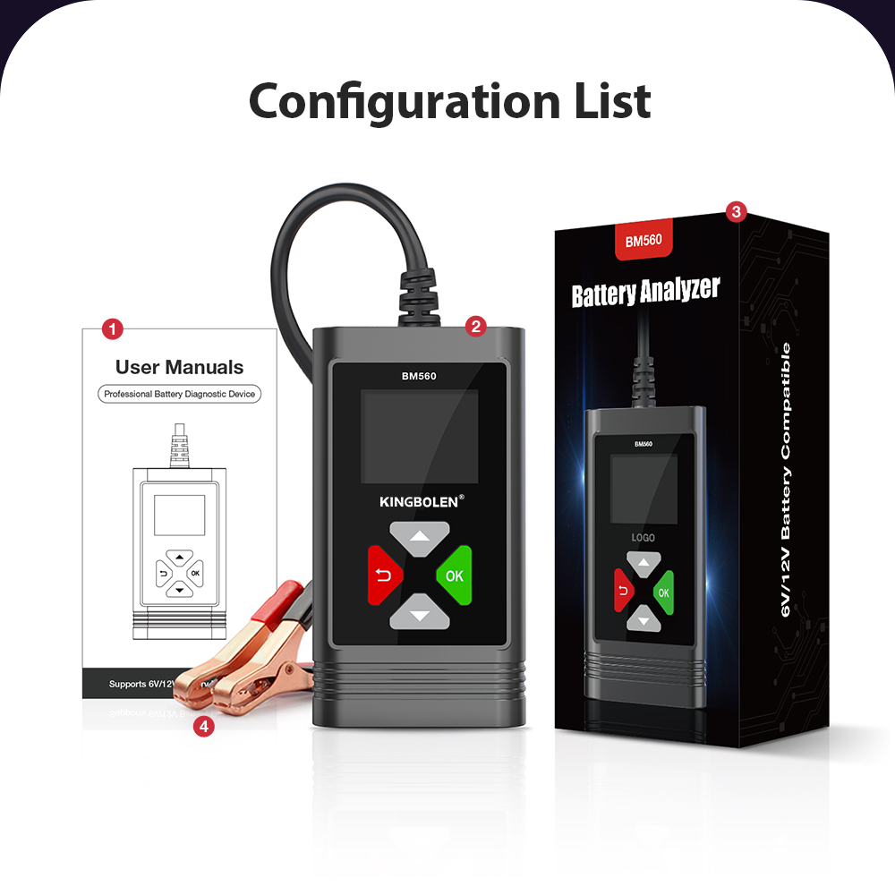 Автомобільний тестер акумуляторів KINGBOLEN BM560 (6V/12V) для машини, мотоцикла, фото 1