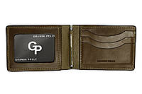 Зажим-портмоне Grande Pelle 110х80 мм глянцевая кожа шоколад