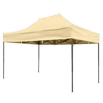 Розсувний намет-гармошка на чорному каркасі для саду 2х3 м Бежевий Тент для вуличної торгівлі