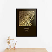 Постер "Токио / Tokyo" фольгированный А3, gold-black, gold-black, англійська