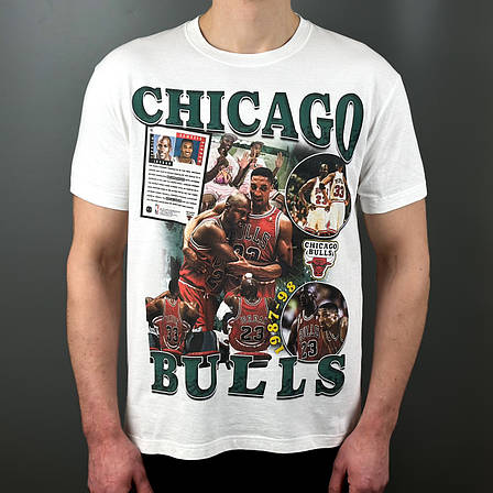 Футболка з принтом Chicago Bulls S Білий, фото 1