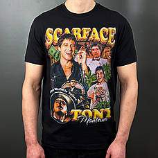 Футболка з принтом Обличчя зі шрамом - Scarface Tony Montana XXXL Чорний, фото 3