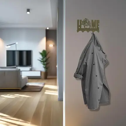 Ключниця настінна металічна 18.5х12см. Колір "золотий" Home 5 гачків, фото 2