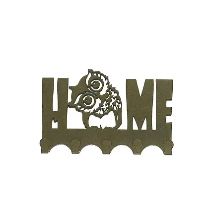 Ключниця настінна металічна 18.5х12см. Колір "золотий" Home 5 гачків, фото 3