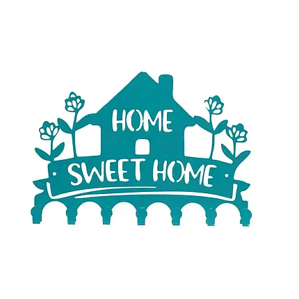 Ключниця настінна металічна 27х18.5см. Колір "бірюзовий" Home. Sweet Home 7 гачків, фото 3
